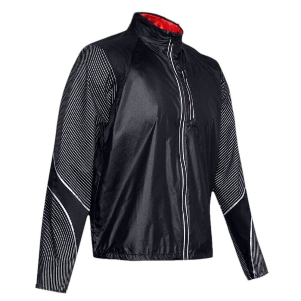 Under Armour Running Jacket Women XS Black Grey Stripe Softshell Jacket Athletic